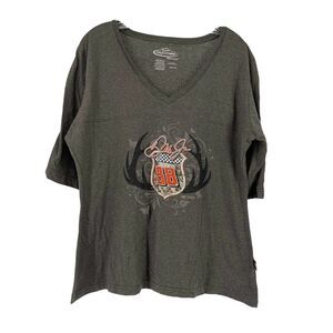 Real Tree Nascar Dale Jr 88 V-Neck T-Shirt Short Sleeve 2XL Racing Casual Shirt